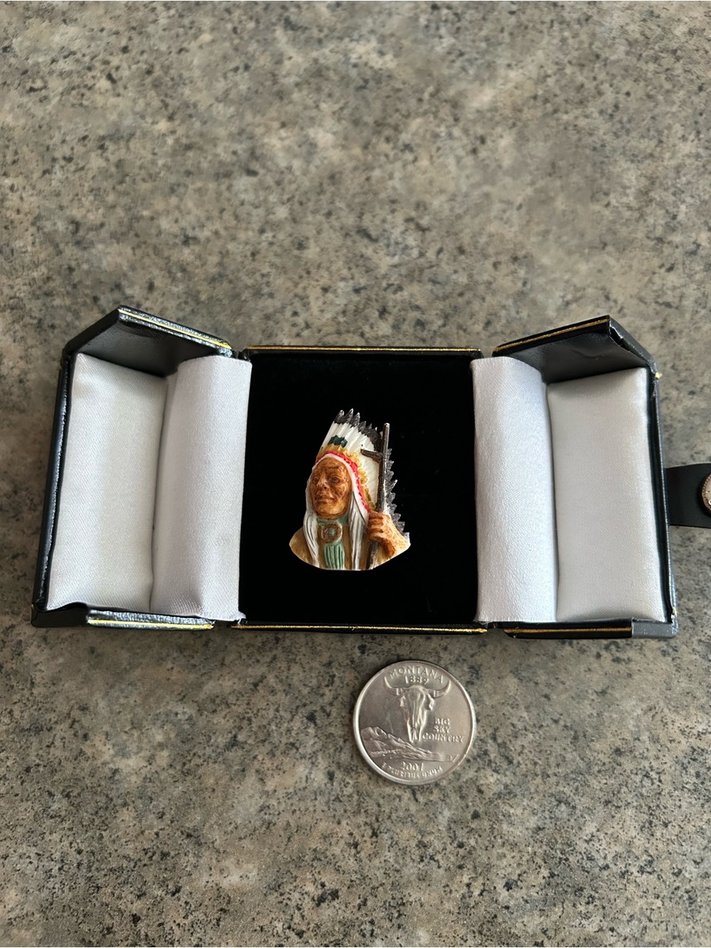 Indian Native American Chief Brave of Elk Antler, Montana Handmade Hat Lapel Pin
